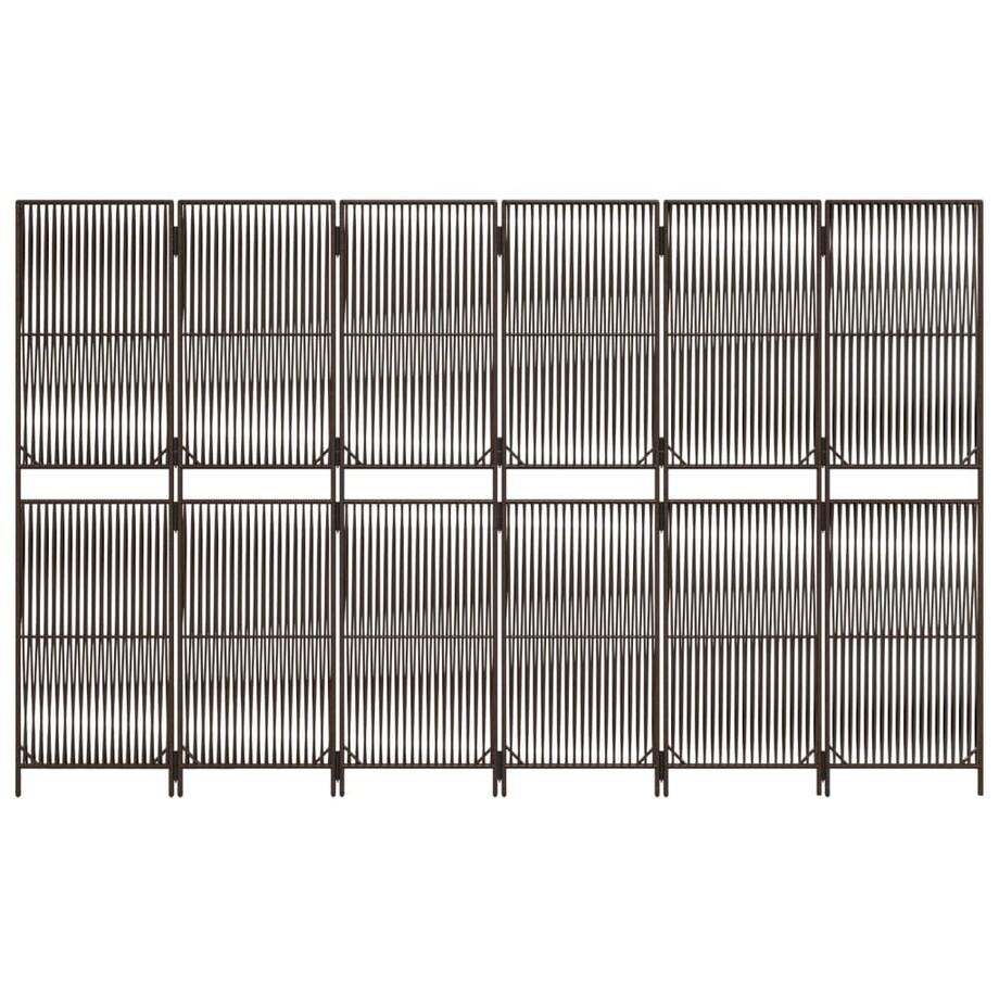 vidaXL Parawan 6-panelowy, brązowy, polirattan