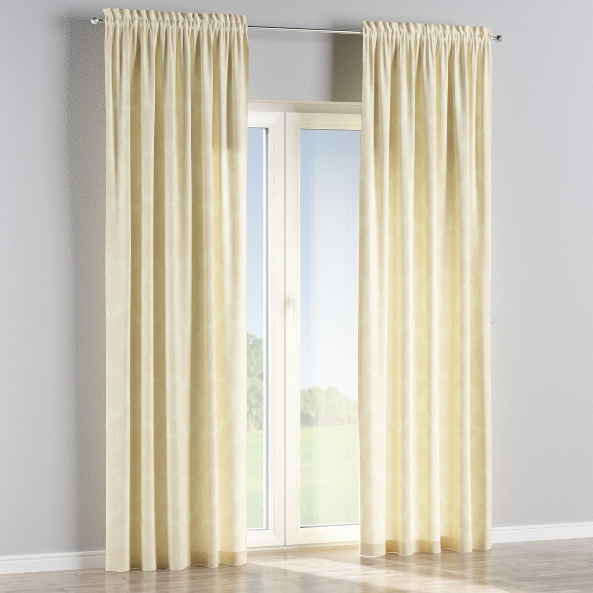 Zasłona na kanale z grzywką 1 szt. 130x260 liście akantu na tle ecru