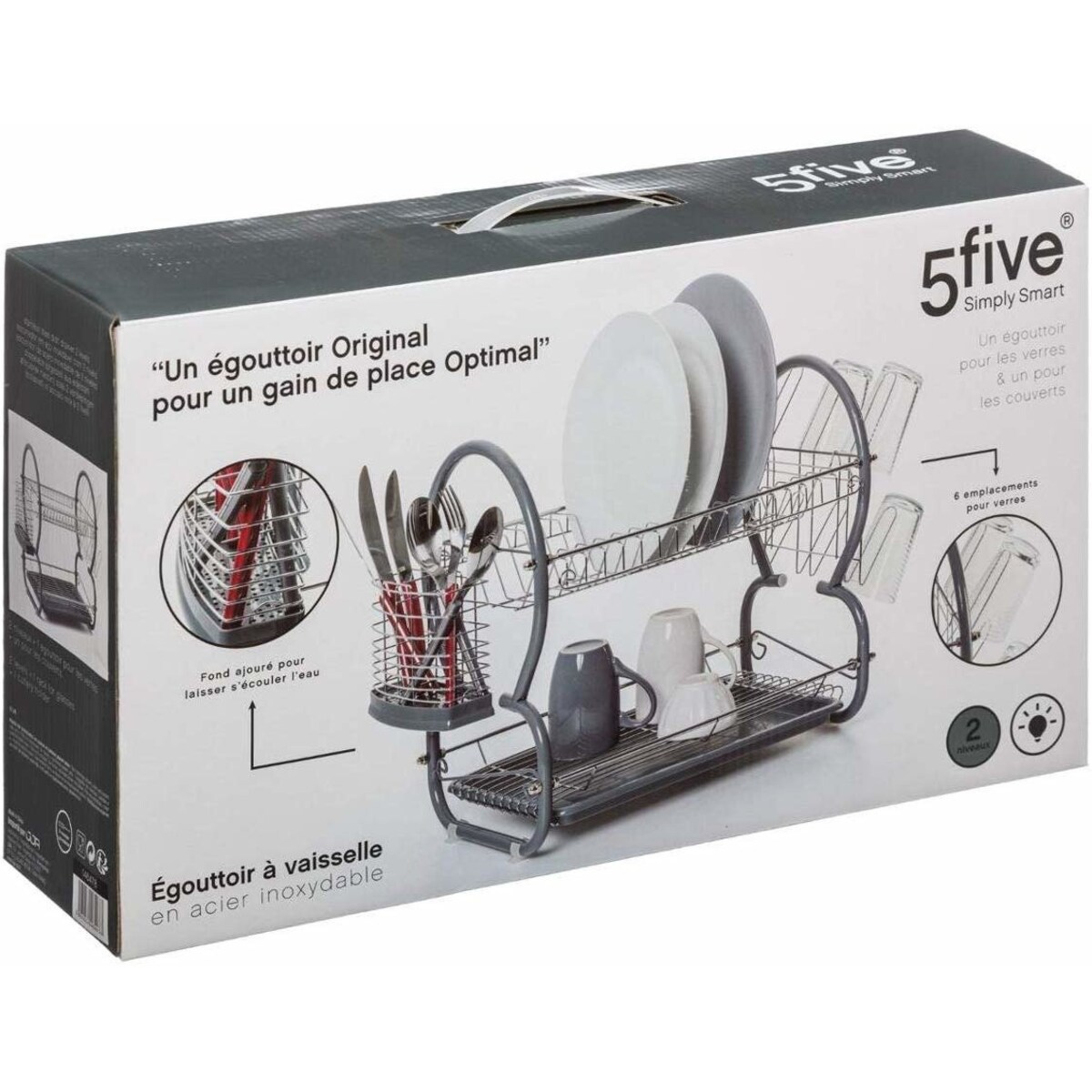 Ociekacz do naczyń 2 poziomy + koszyk na sztućce