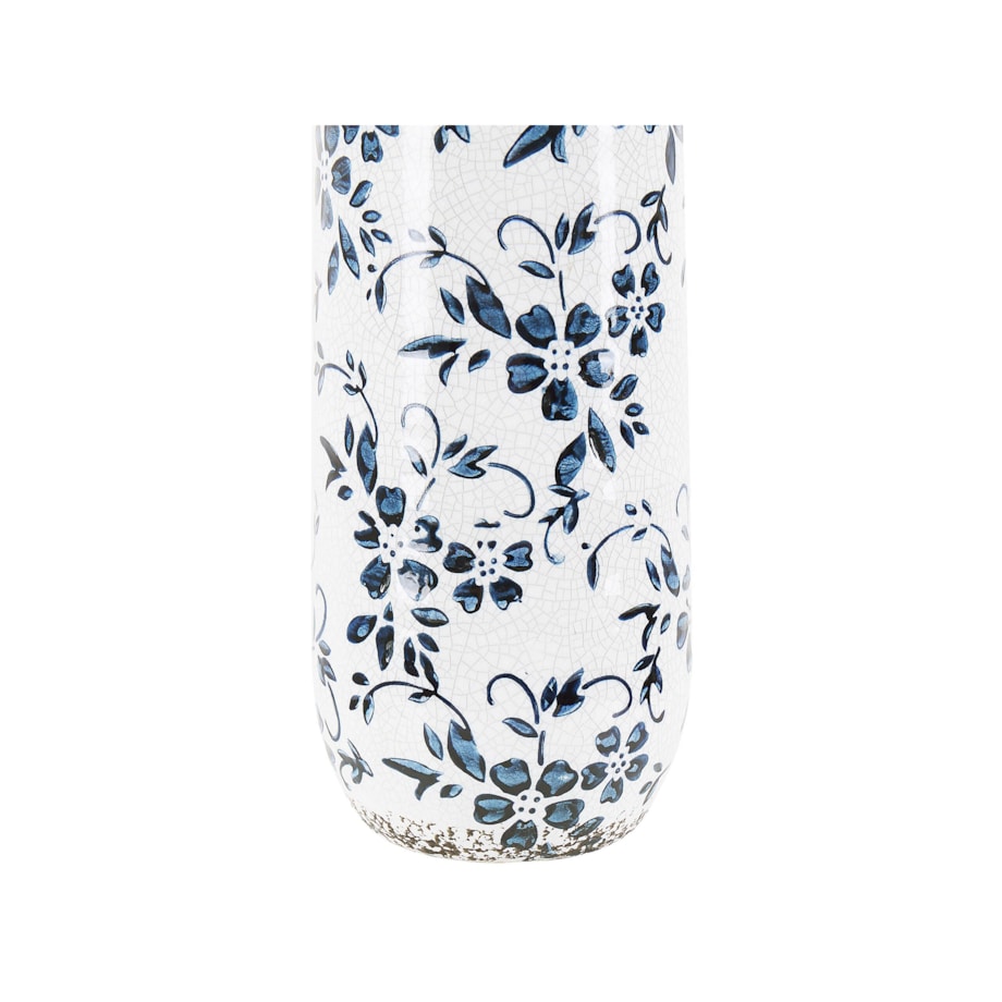 Wazon na kwiaty ceramiczny 35 cm biały z niebieskim MULAI