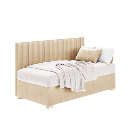 Mesonica Łóżko Chill, linie beżowe, 90x200