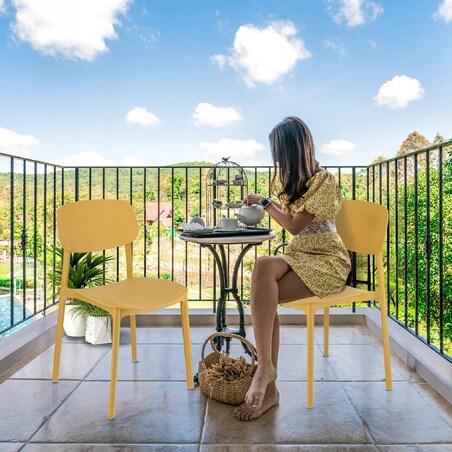 4 x Krzesło wygodne LARA plastikowe musztardowe