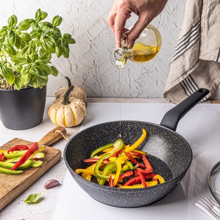 Patelnia głęboka z powłoką marmurową 24cm indukcja KLAUSBERG