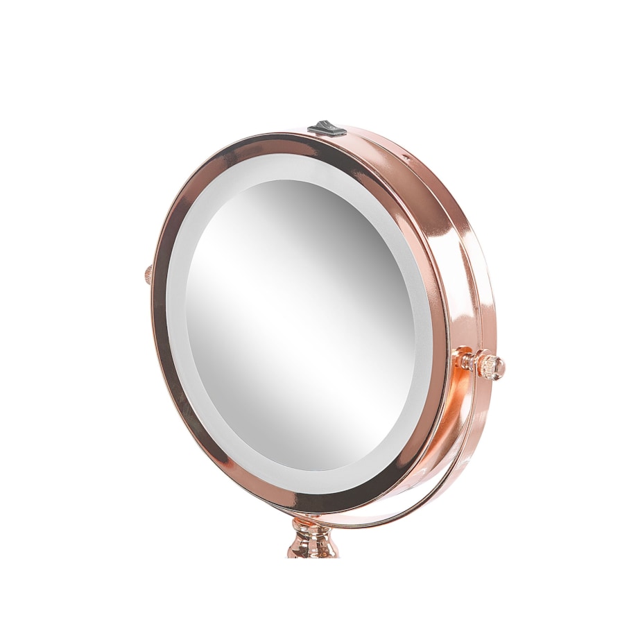 Lusterko kosmetyczne LED ø 18 cm różowe złoto CLAIRA