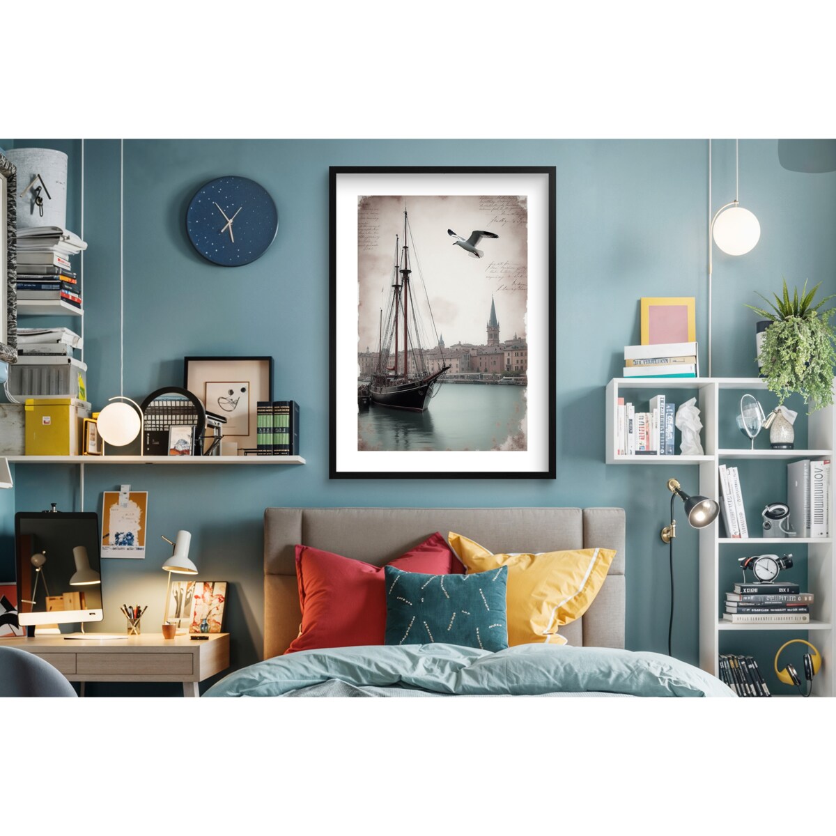 Plakat na ścianę do salonu Obraz ścienny Retro dekoracja w ramie 50x70