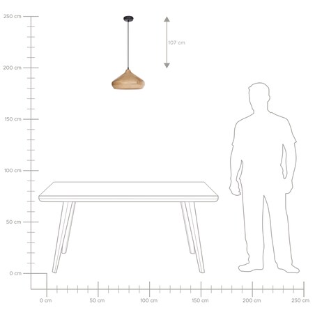 Lampa wisząca RAWI Drewno mango Jasnobrązowy