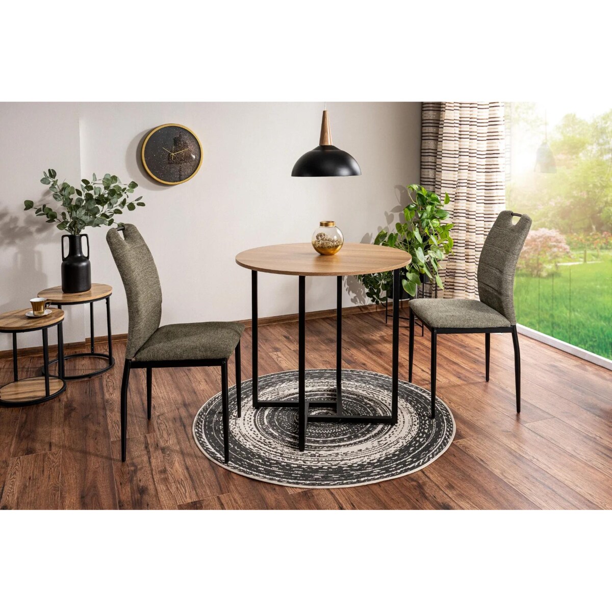 Stół okrągły ALTO II 80x80 dąb/czarny