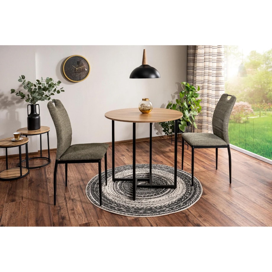 Stół okrągły ALTO II 80x80 dąb/czarny