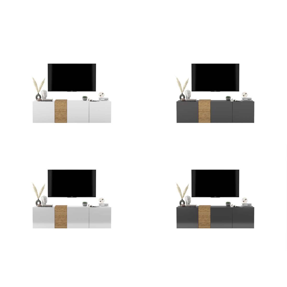 Wisząca Szafka RTV Komoda RTV Loft Grafit połysk 160 cm