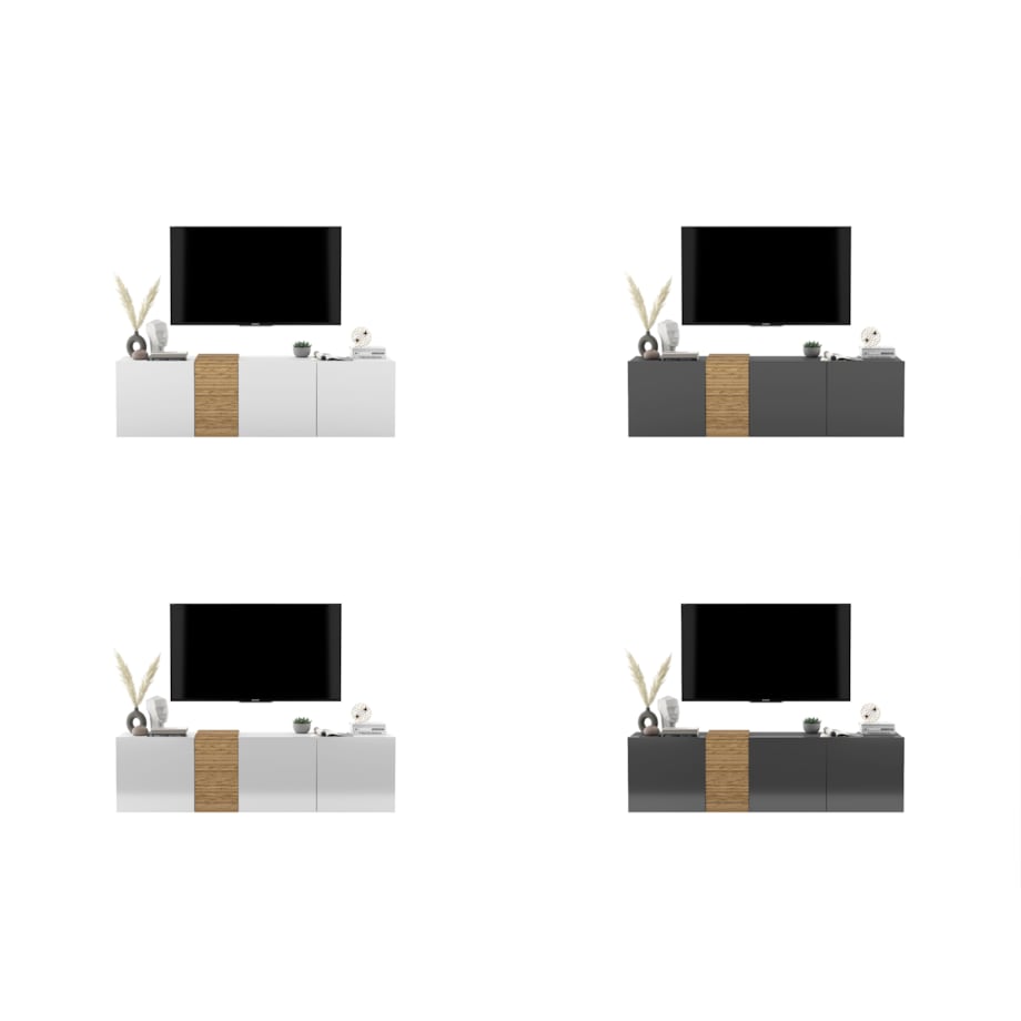 Wisząca Szafka RTV Komoda RTV Loft Grafit połysk 160 cm