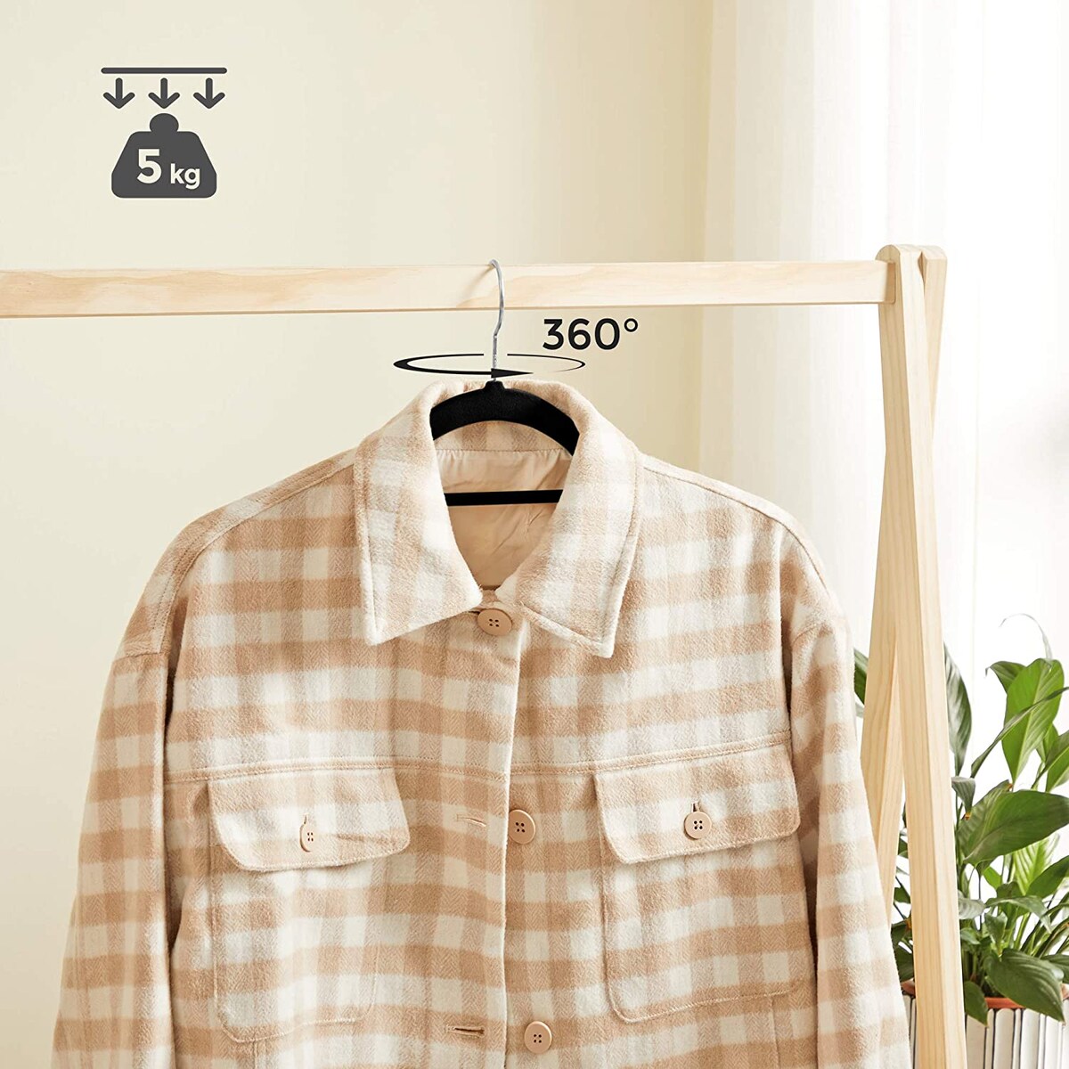 Wieszaki Welurowe 50Szt Zestaw Czarny