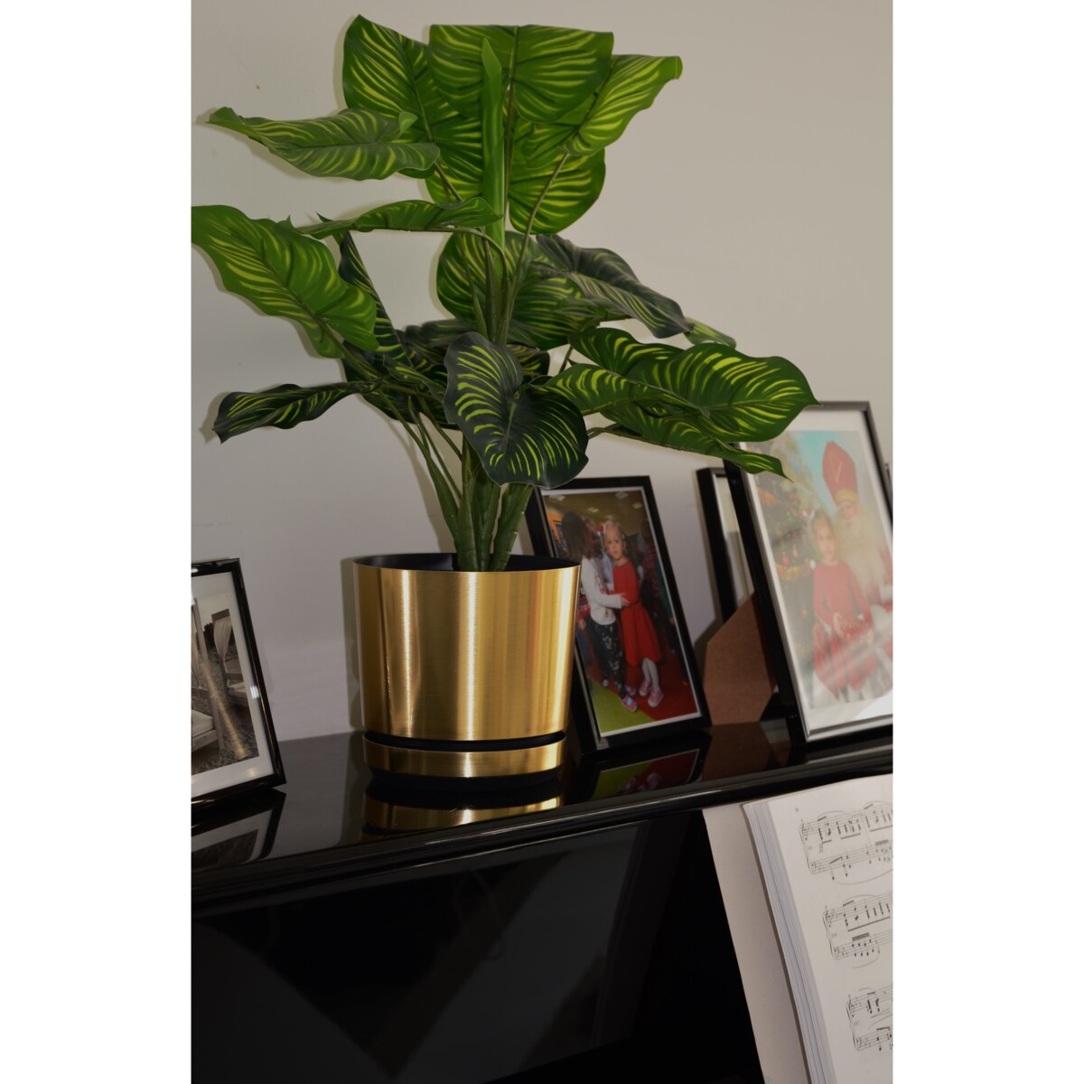 26 cm wzór MOSIĄDZ Doniczka z podstawką nowoczesna elegancka loft industrialny klasyczny połysk efekt szczotkowanego metalu