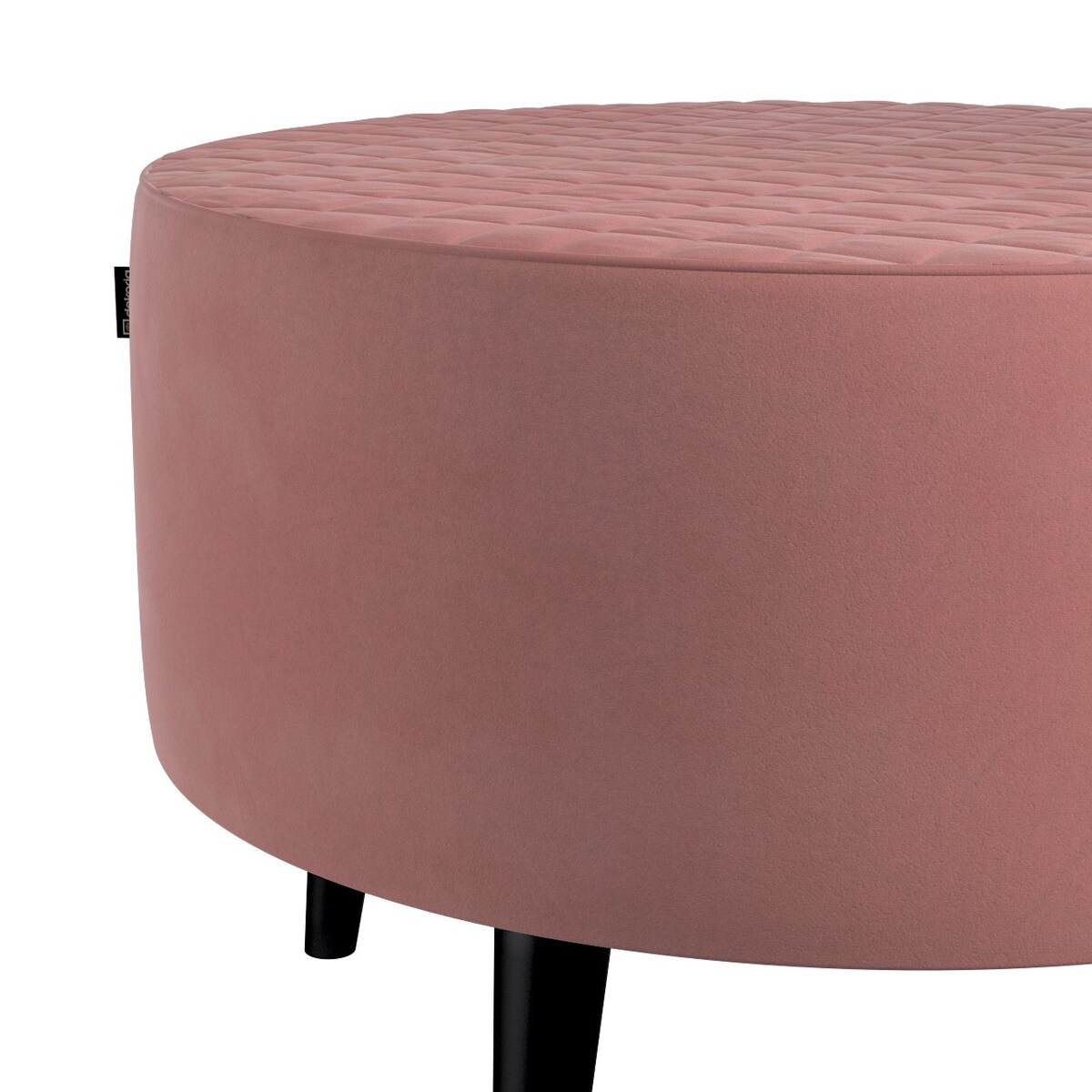 Podnóżek okrągły pikowany, koralowy róż, Ø60 x 40 cm, Velvet