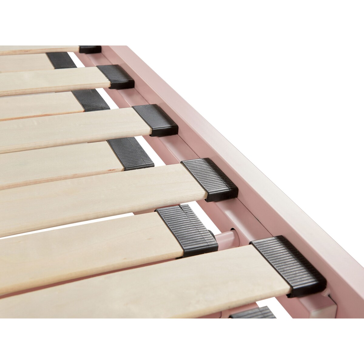 Łóżko 90 x 200 cm metalowe ze stelażem pastelowy róż TULLE