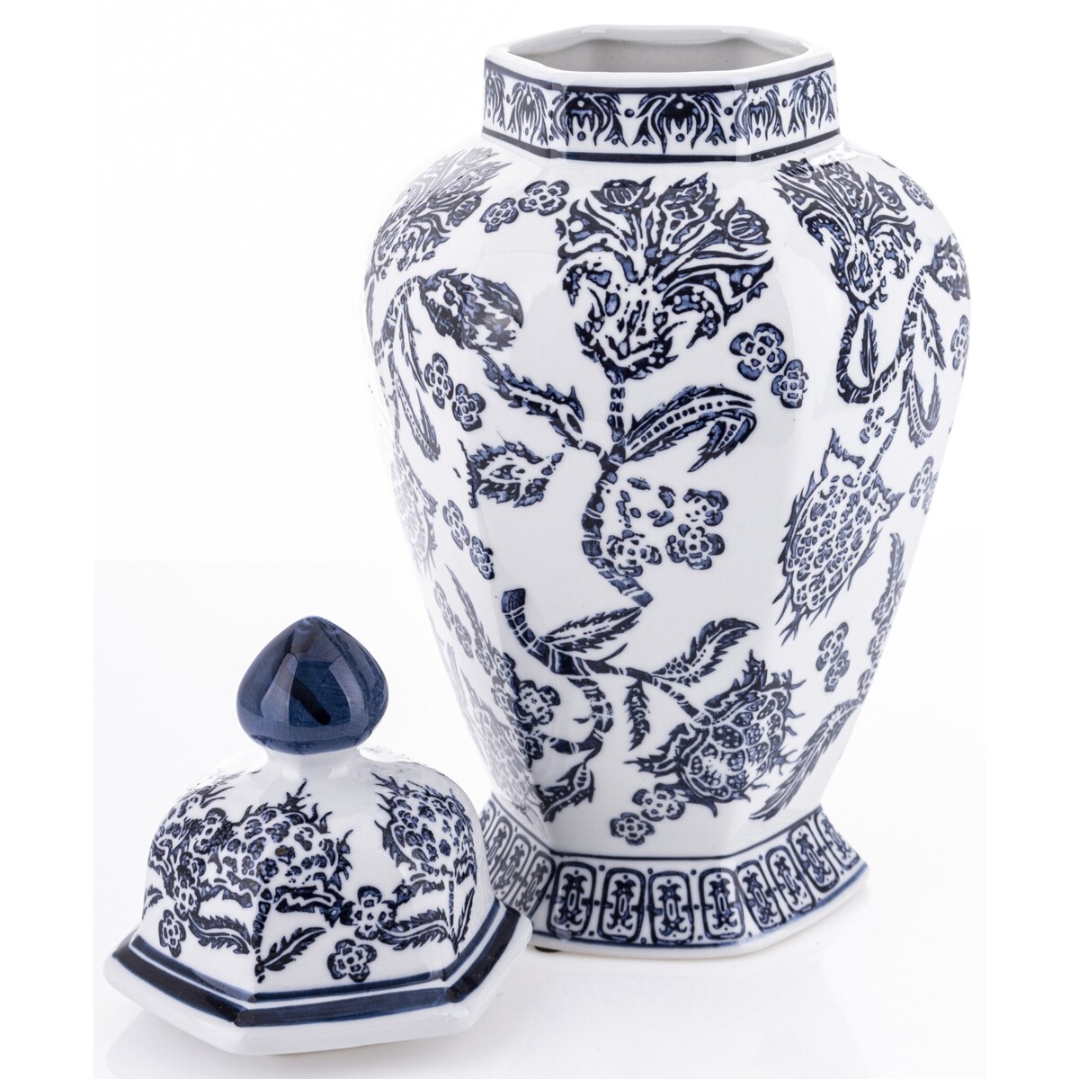 Amfora pojemnik ceramiczny Dark Blue-White 38 cm