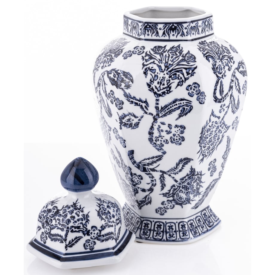 Amfora pojemnik ceramiczny Dark Blue-White 38 cm
