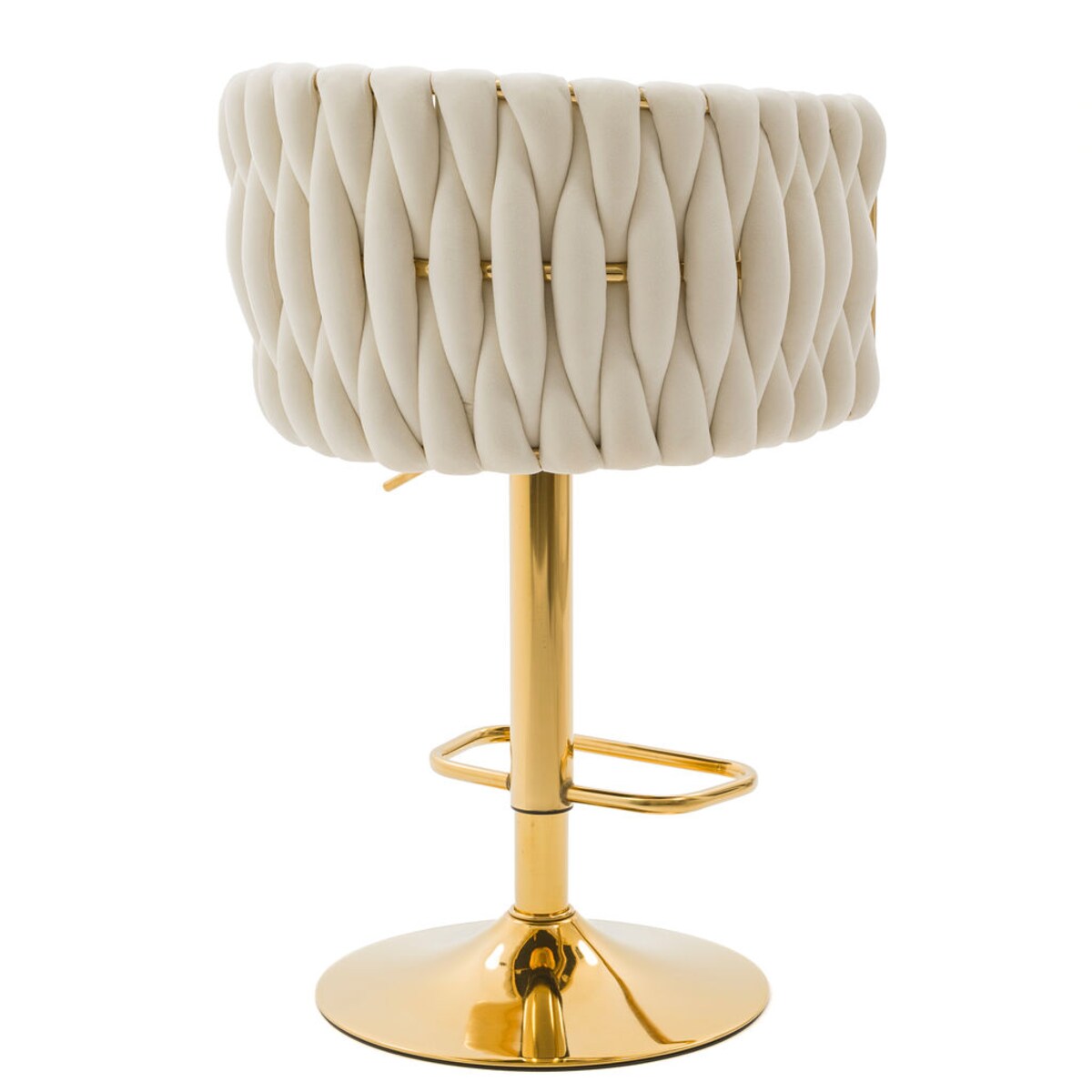 Hoker krzesło barowe obrotowe do wyspy kuchennej z oparciem ROSA GOLD beż