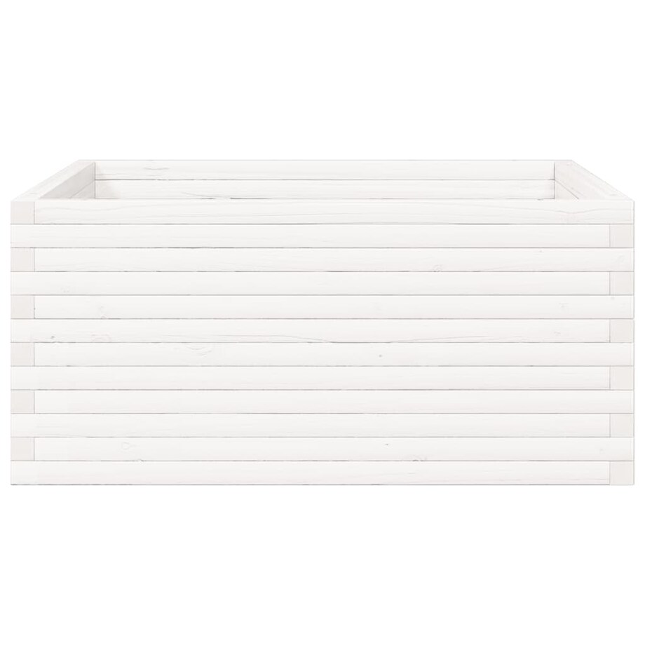 vidaXL Donica ogrodowa, biała, 100x100x46 cm, lite drewno sosnowe