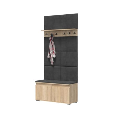 Szafka na buty z siedziskiem i wieszakiem SINGAPUR 100 dąb sonoma/szara