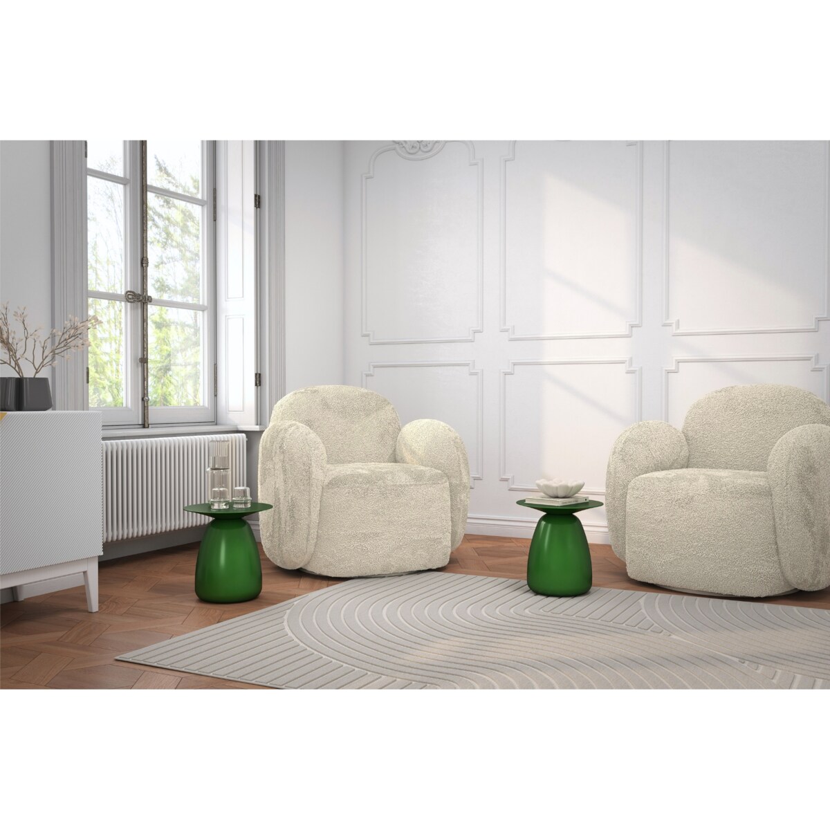 Stolik drewniany różne kolory Baobab 34, kolor groszkowa zieleń