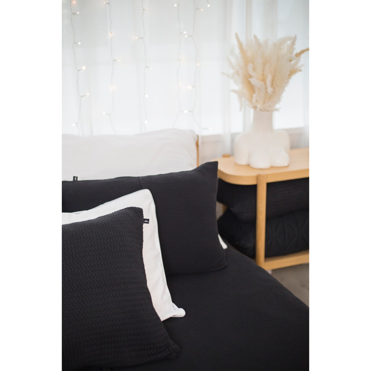 Poszewka rustykalna kwadratowa grafitowa, 50 x 50 cm, La Manta