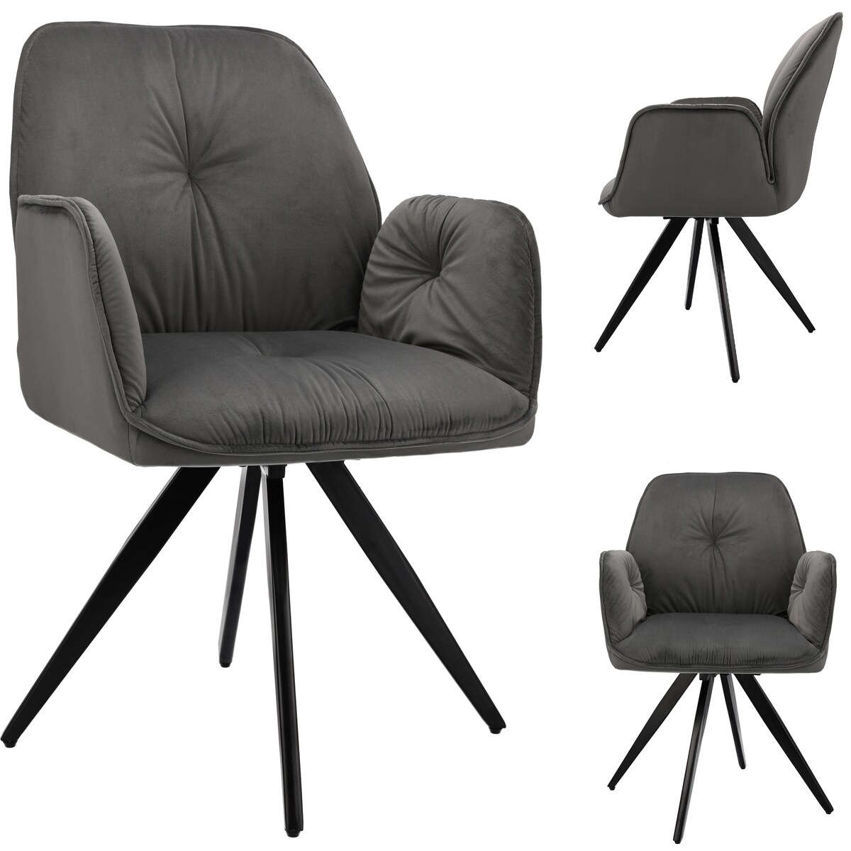 Krzesło welurowe obrotowe PERLA szare