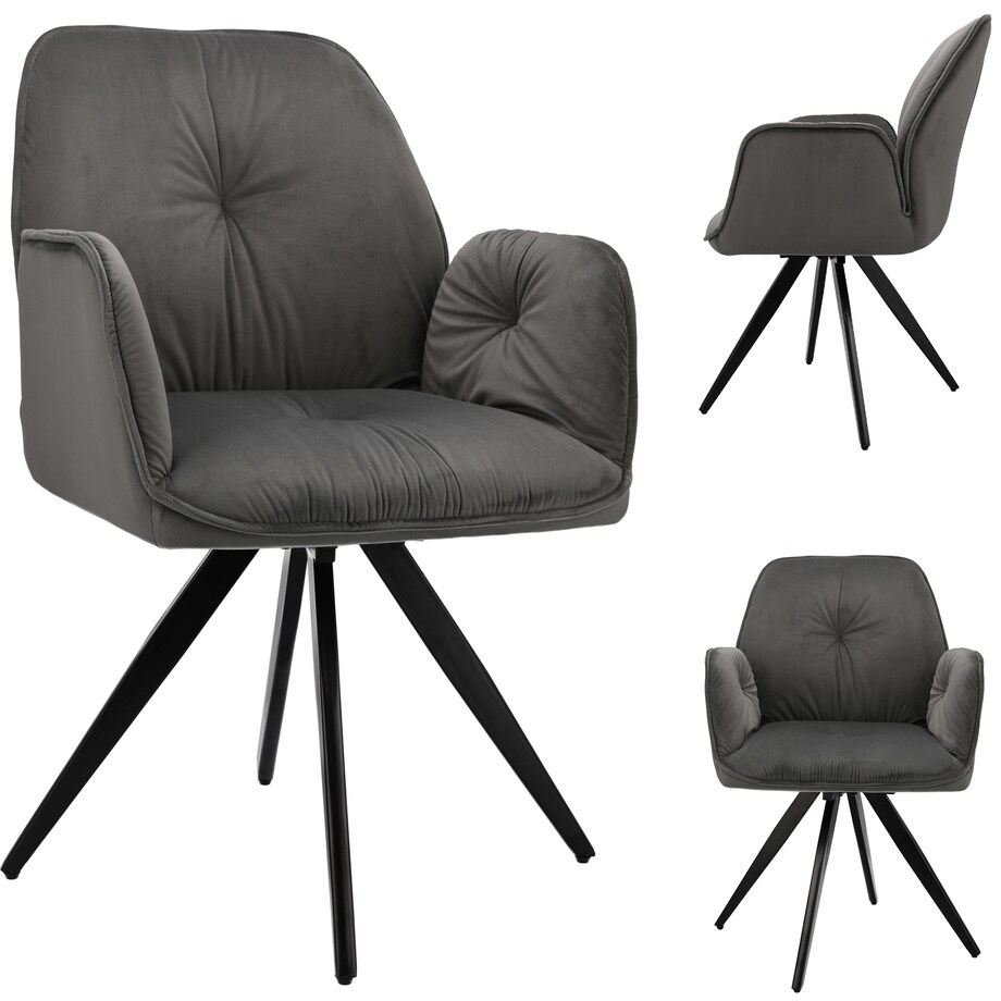 Krzesło welurowe obrotowe PERLA szare