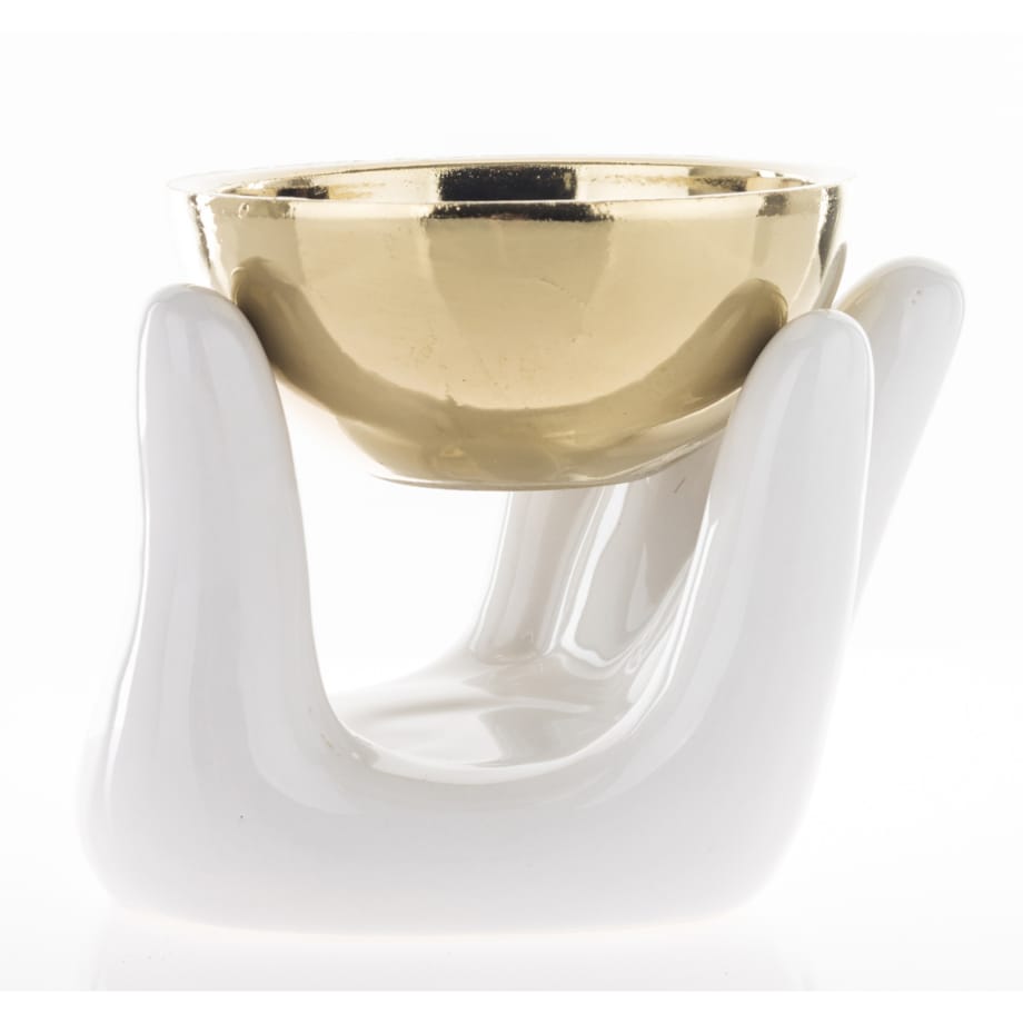 Kominek zapachowy ceramiczny 10x12x10,5 cm AROMA biało-złoty