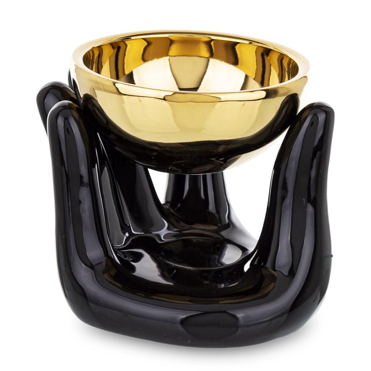 Kominek zapachowy ceramiczny 10x12x10,5 cm AROMA czarno-złoty