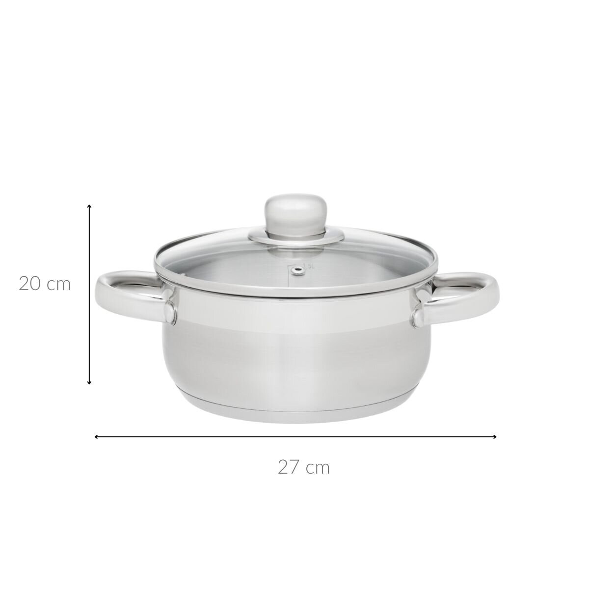 Stalowy garnek ze szklaną pokrywką, 2 l