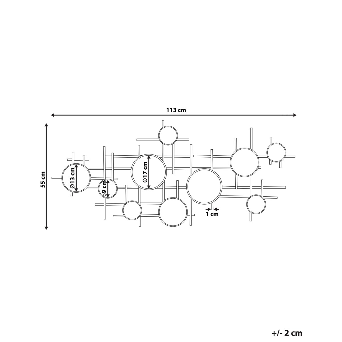 Lustro ścienne IBOS 113 cm 55 cm Metal Czarny