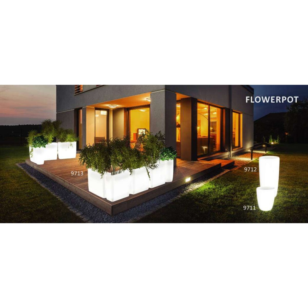 Słupek LAMPA zewnętrzna FLOWERPOT 9712 biała donica podświetlana outdoor IP65, Nowodvorski
