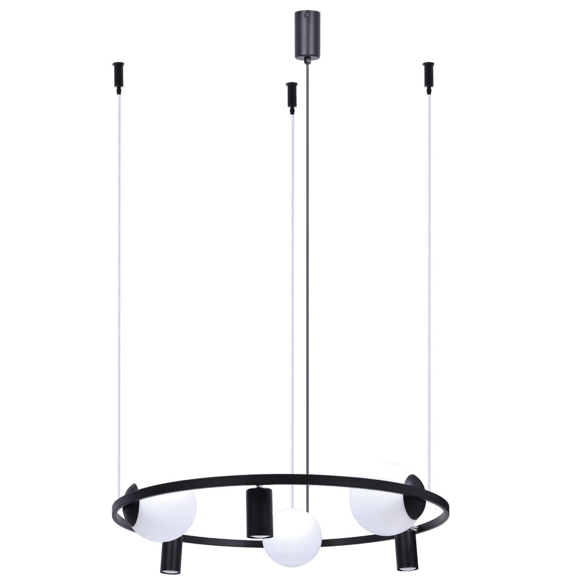 Wisząca lampa nad stół ORBIT 5006 Zumaline ball spot czarna biała