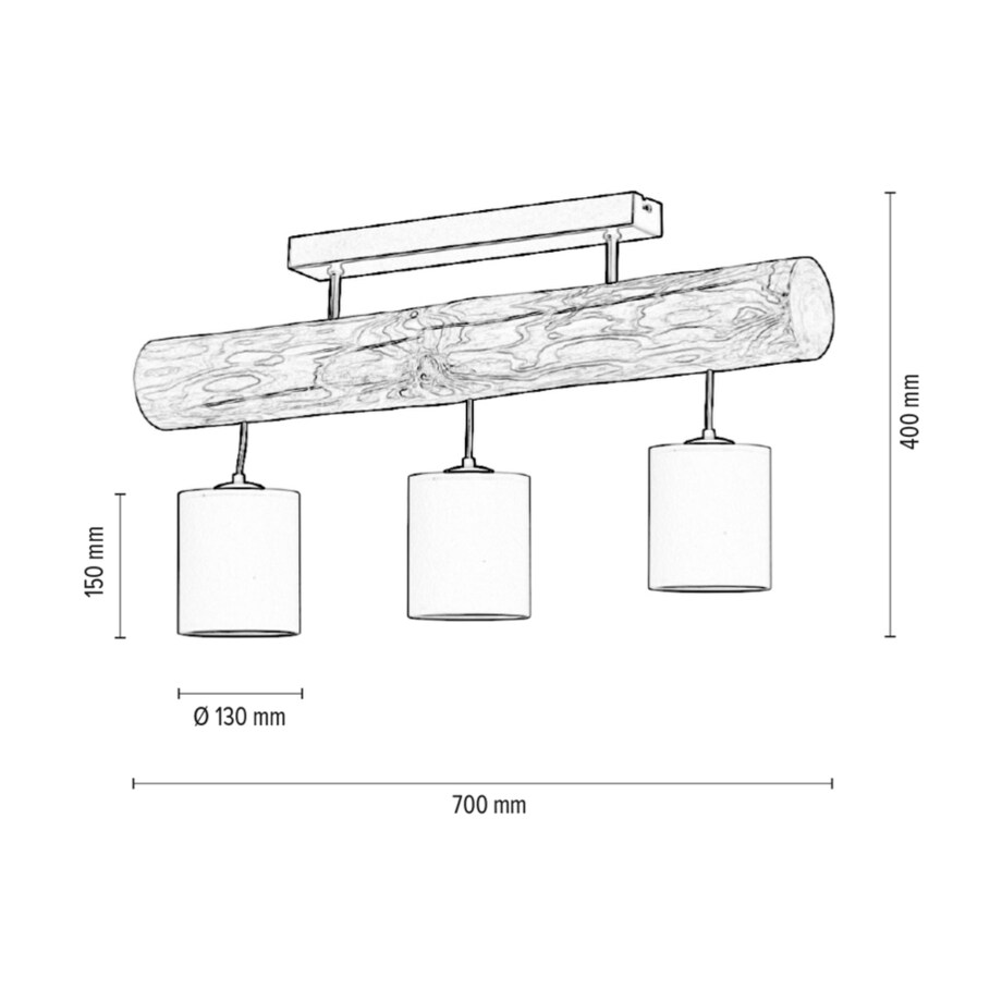 Drewniana Lampa Sufitowa BRITOP Lighting 3xE27 Max.25W Drewno Sosnowe Szare FSC z Dodatkiem Bieli, 1 szt.