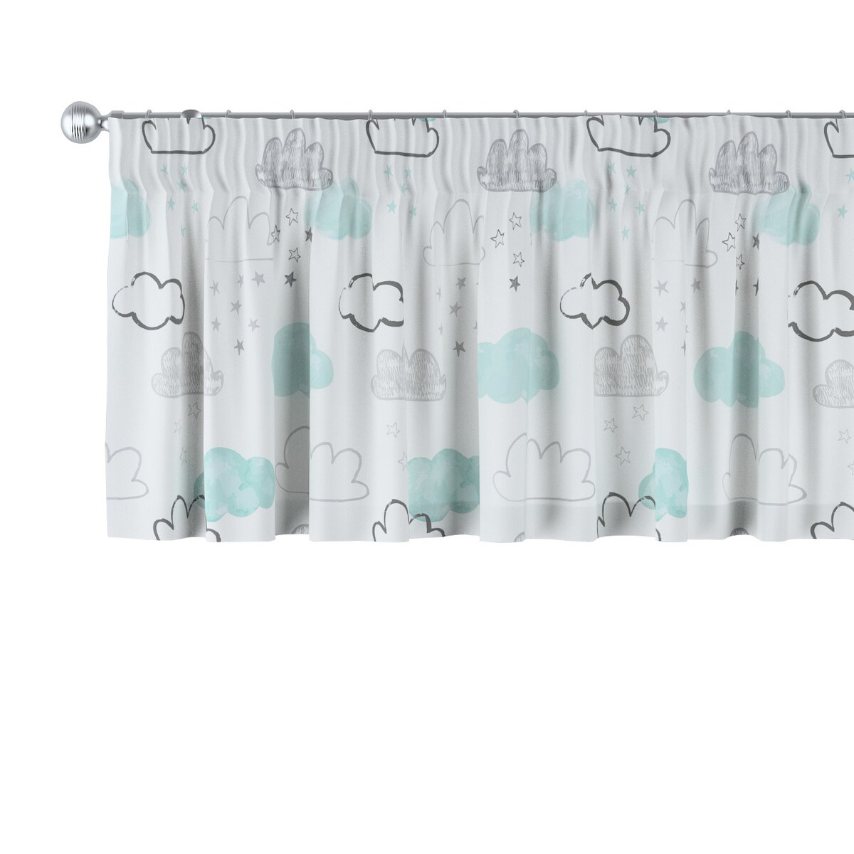 Lambrekin na taśmie marszczącej 130x40 ecru-niebieski