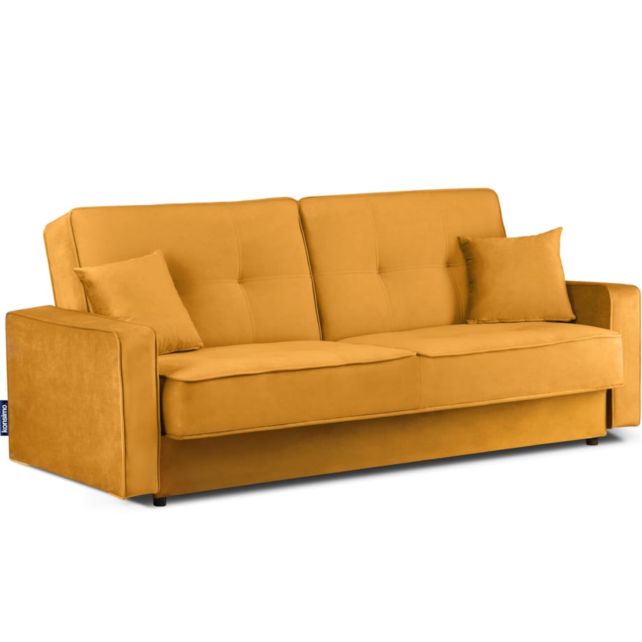 KONSIMO ORIO Rozkładana sofa w kolorze żółtym do salonu