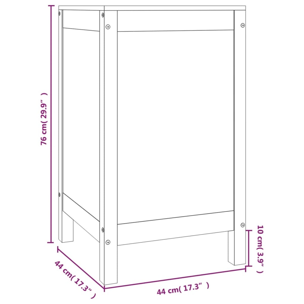 vidaXL Skrzynia na pranie, 44x44x76 cm, lita sosna