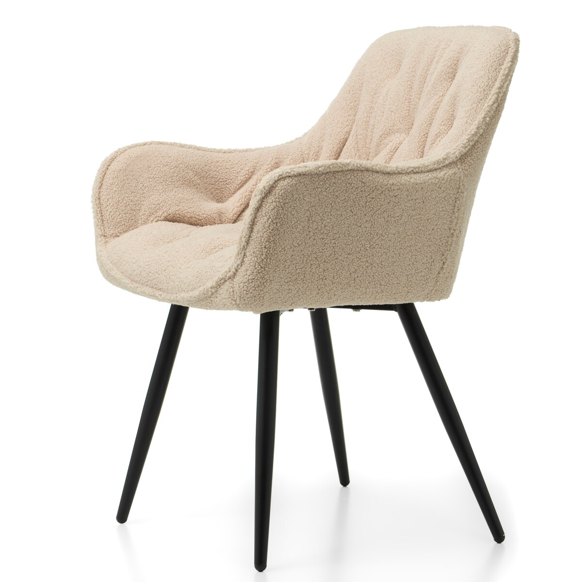 Krzesło tapicerowane pikowane tkanina boucle teddy SIENA beżowa