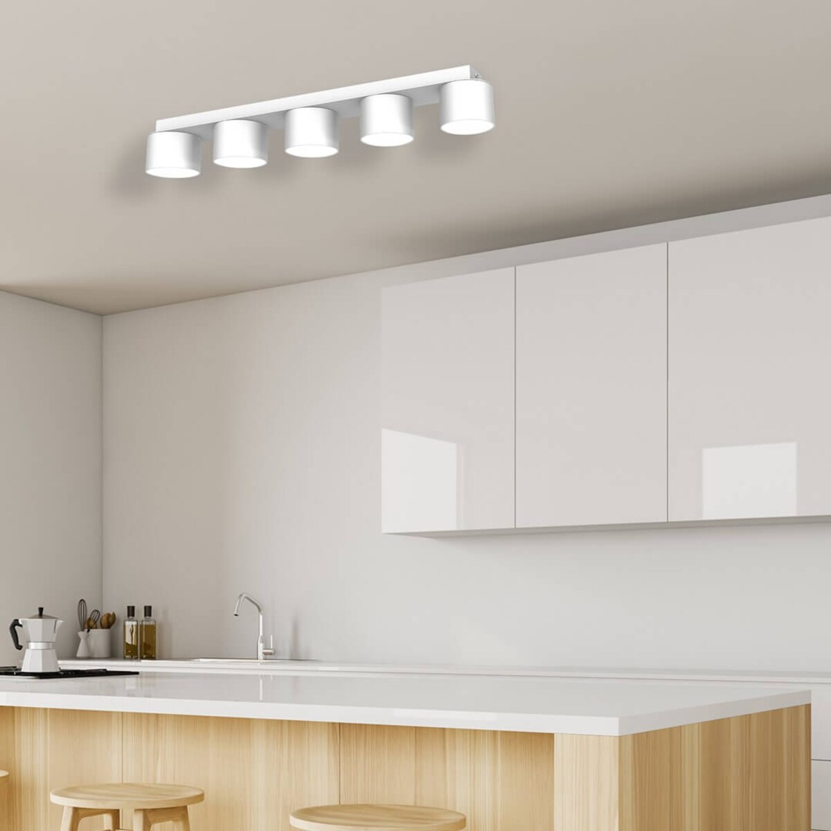 Minimalistyczna lampa sufitowa Dixie tuby do jadalni białe