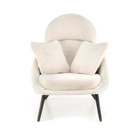 FOTEL WYPOCZYNKOWY Gloris kremowy pluszowy DWIE PODUSZKI