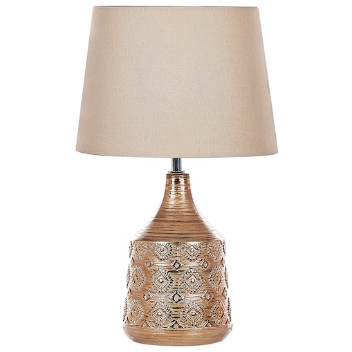 Lampa stołowa WARI Ceramika Złoty brąz
