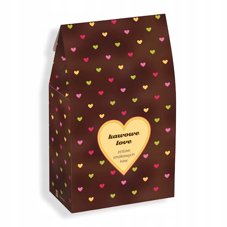 Zestaw prezentowy upominkowy "KAWOWE LOVE" - 10 smaków kaw deserowych premium - prezent upominek na walentynki dla chłopaka dziewczyny niej niego żony męża kobiety faceta mężczyzny