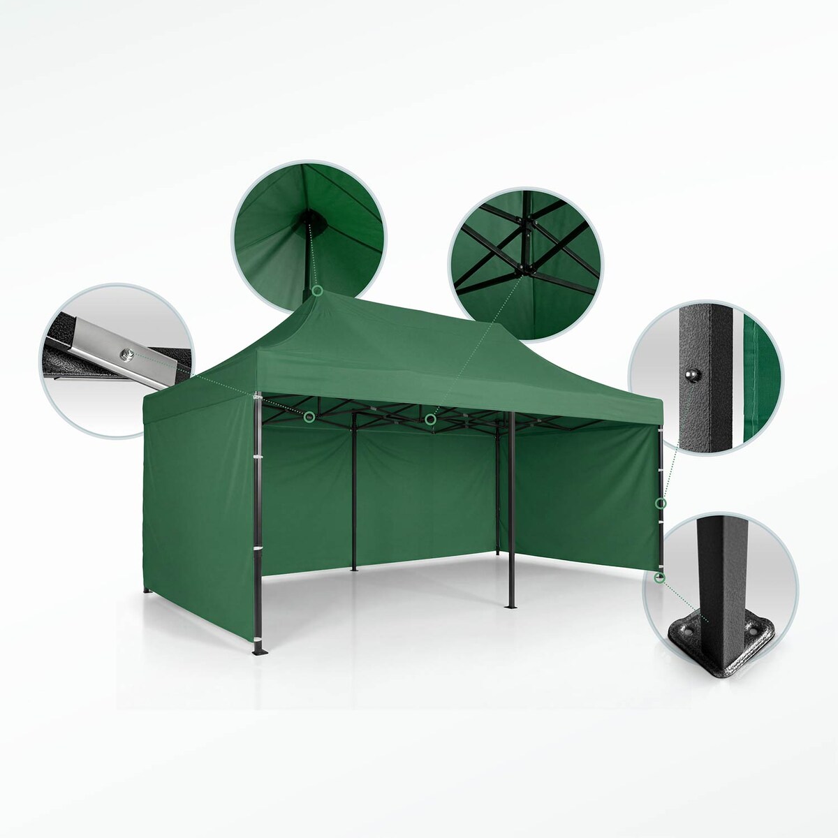 Pawilon ogrodowy Plonos PL-301 altana namiot handlowy imprezowy 3x6x3 m 3 ściany zielony