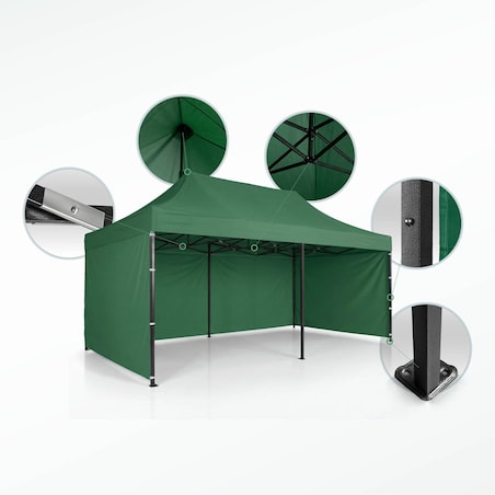 Pawilon ogrodowy Plonos PL-301 altana namiot handlowy imprezowy 3x6x3 m 3 ściany zielony