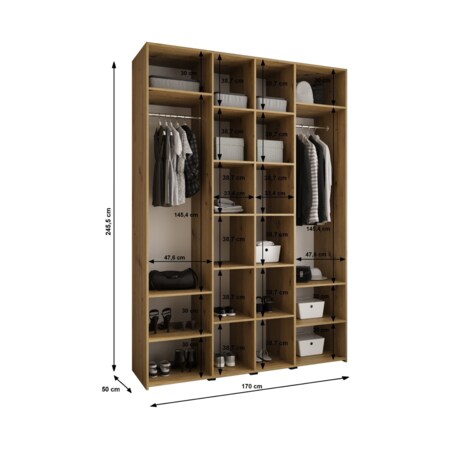 Szafa czterodrzwiowa Como 3 170 gł.50 kaszmir+czarny