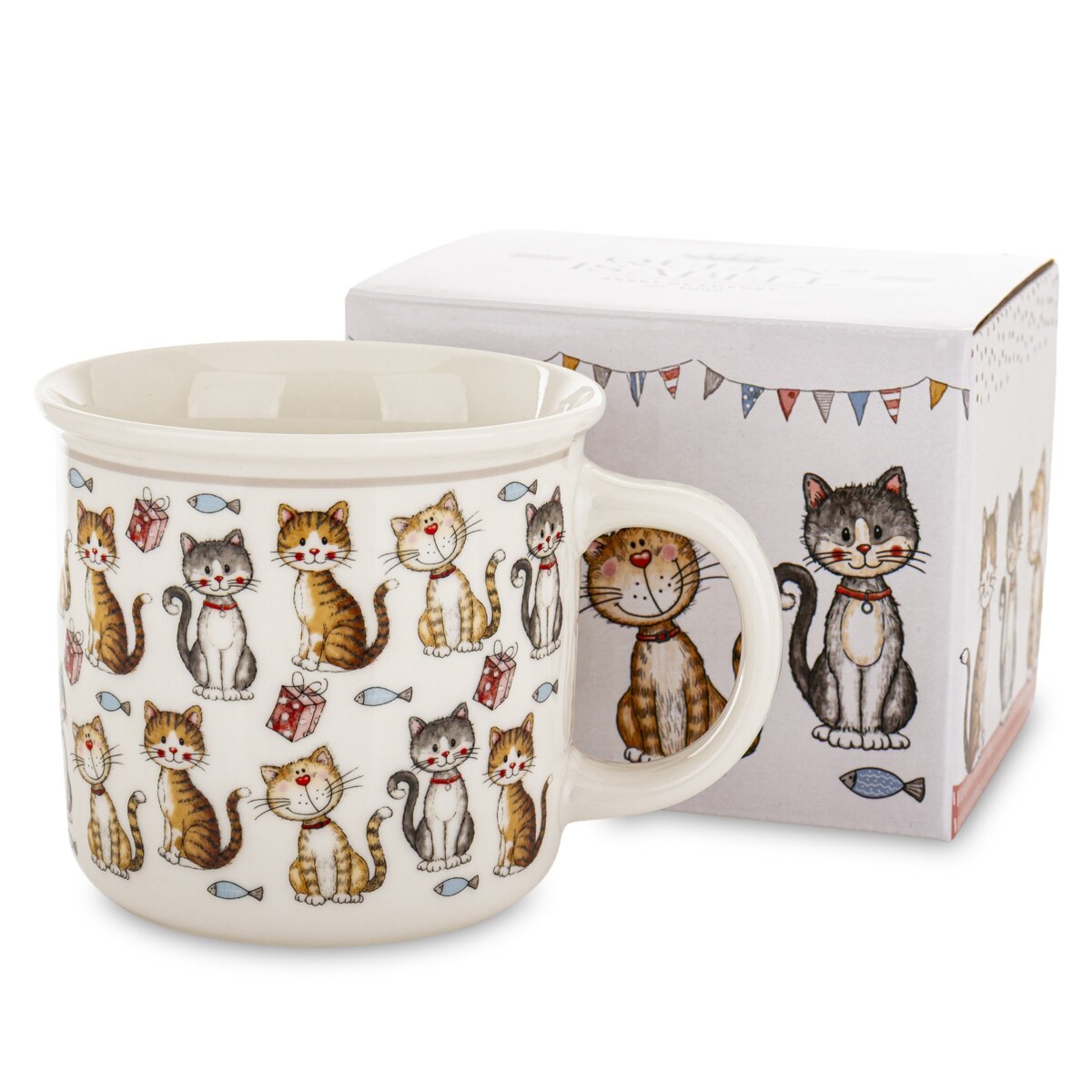 Kubek porcelanowy 400 ml koty 9x12,5x8,5 cm GATTINI