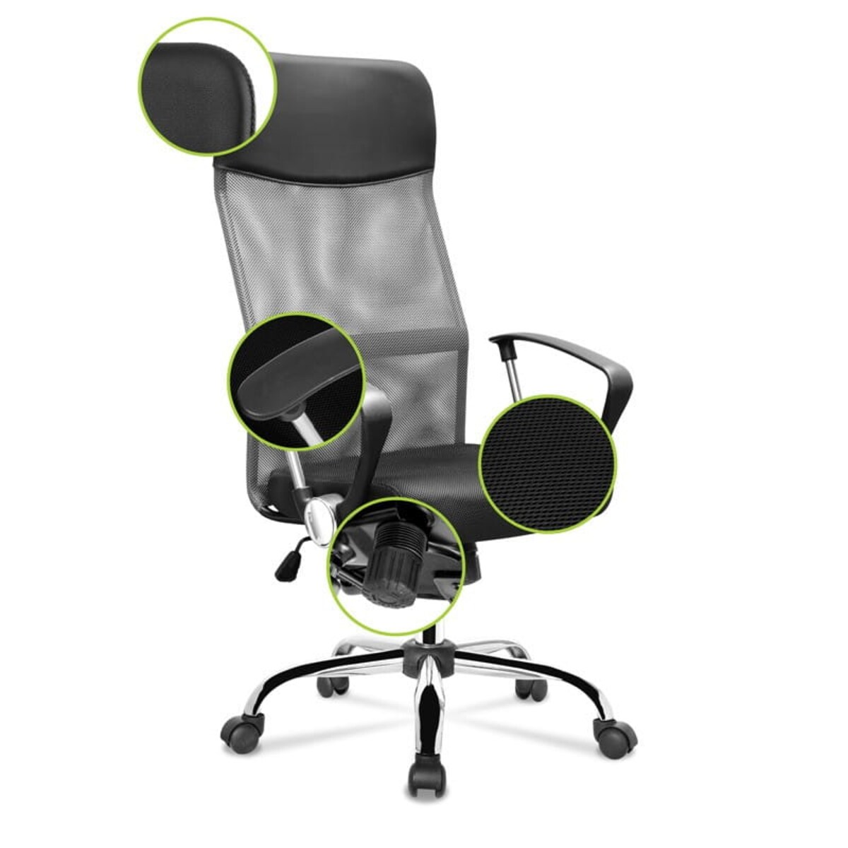 ERGONOMICZNY FOTEL OBROTOWY - SZARO-CZARNY