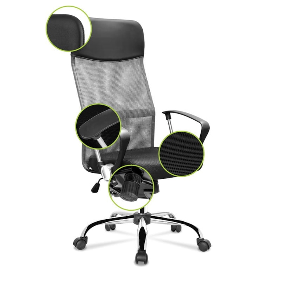 ERGONOMICZNY FOTEL OBROTOWY - SZARO-CZARNY