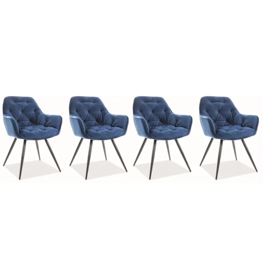 Zestaw krzeseł CHERRY VELVET 4 szt granatowe