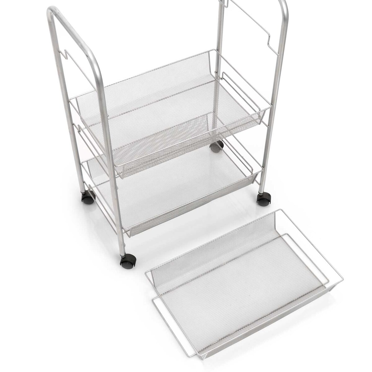 Wózek łazienkowy, metalowy regał na przybory - 3 poziomy, chrom, ZELLER